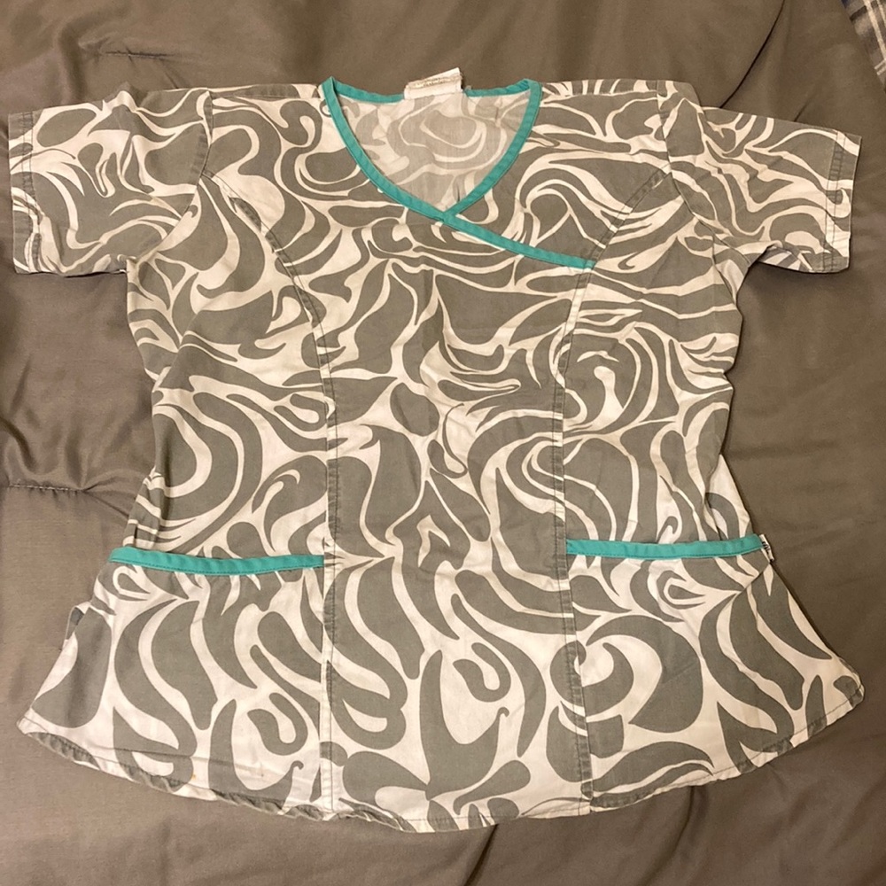 Grey Swirl Scrub Top